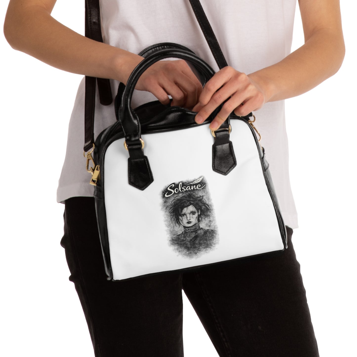 Gothic Portrait sac à main d'épaule – "Solsane Edward aux mains d'argent"