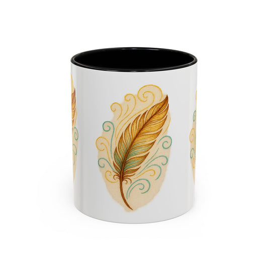 mug avec plume colorée
