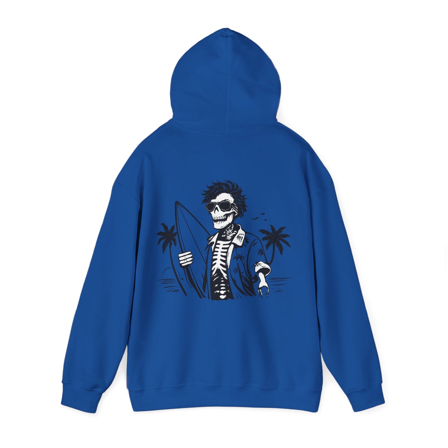 Skeleton Surfer Hoodie — Tropical Skull Surf Graphic Sweatshirt