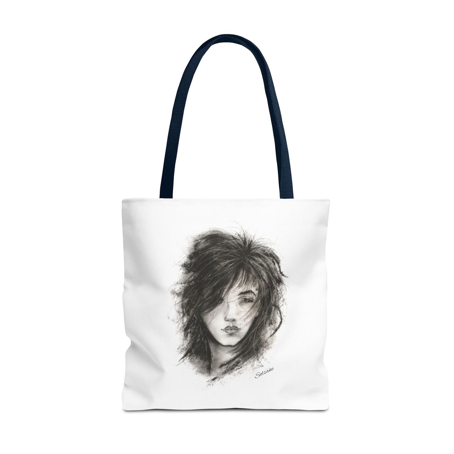 Sac en toile de portrait artistique au fusain - Tote en toile pour visage Moody Sketch
