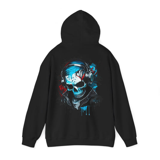 Skull DJ Hoodie — Neon Graffiti Music Skull Pullover