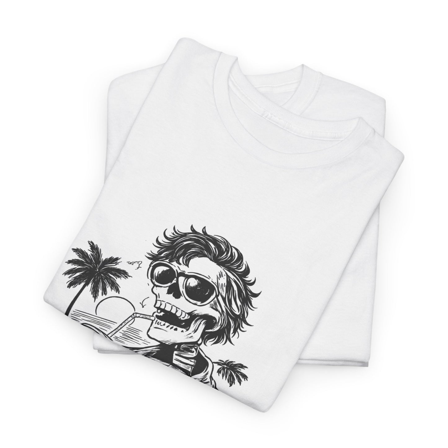 Skull Surf Tee – Retro Japanese Tropical Skeleton Graphic T-Shirt