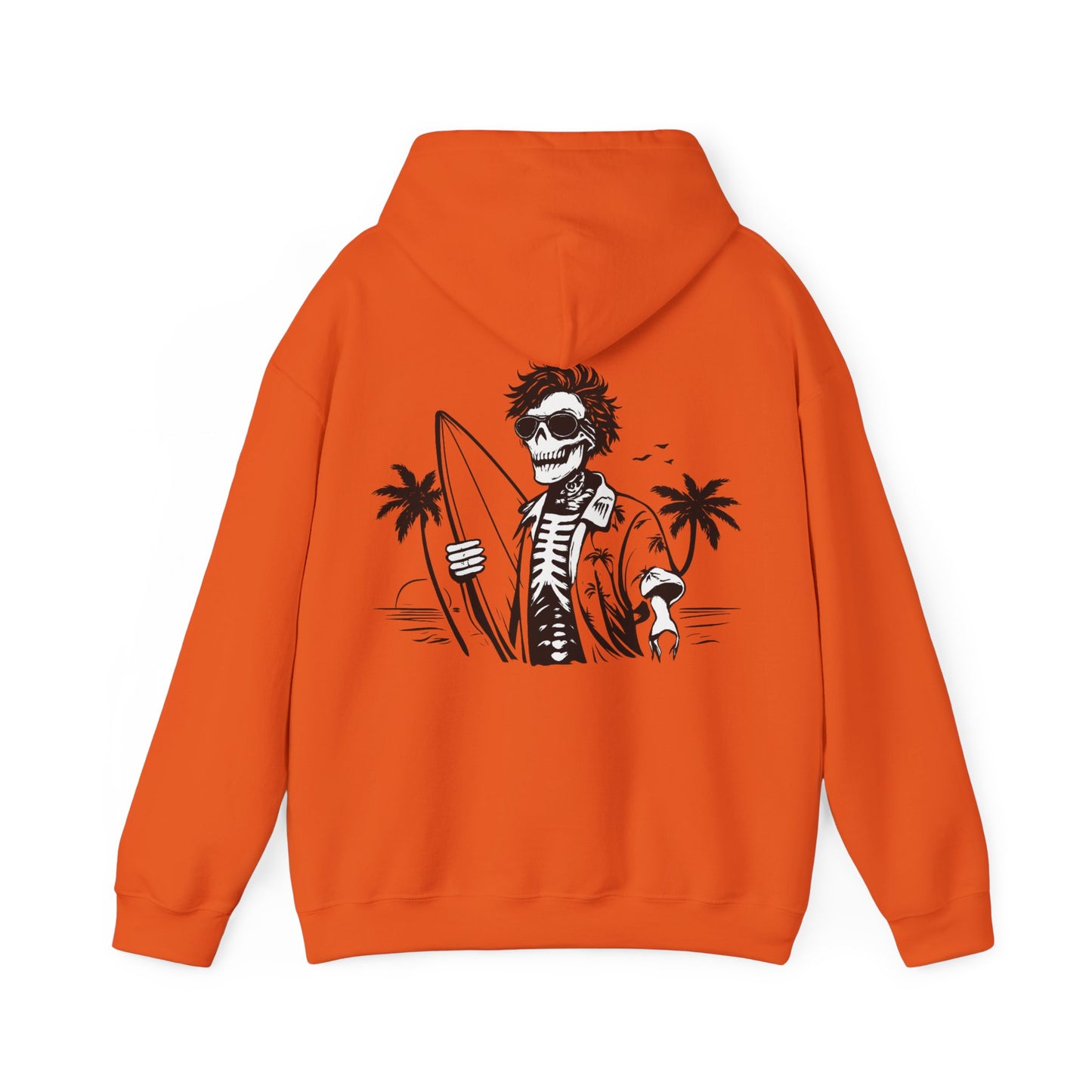 Skeleton Surfer Hoodie — Tropical Skull Surf Graphic Sweatshirt