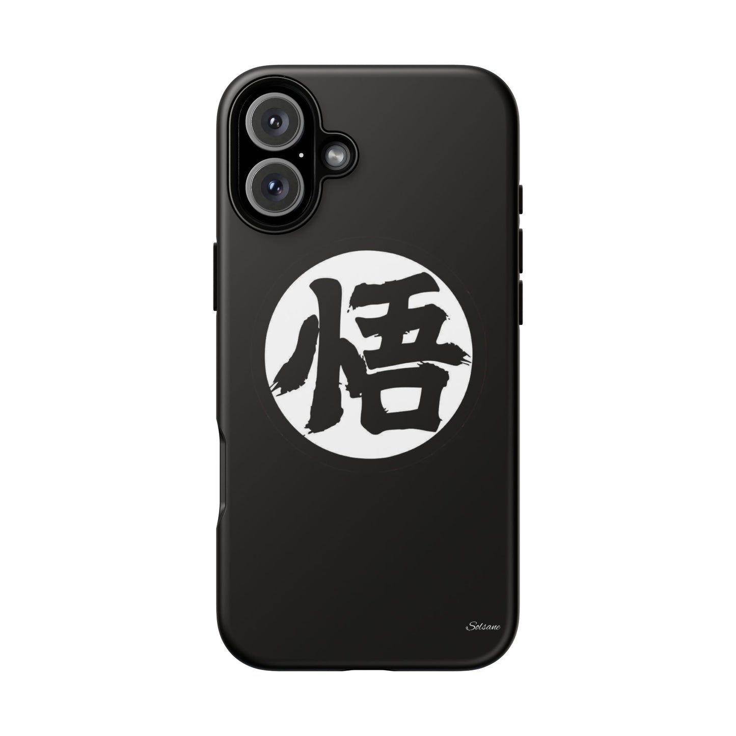 Black Gloss Phone Case with White Kanji Emblem - '悟' Martial Arts Style