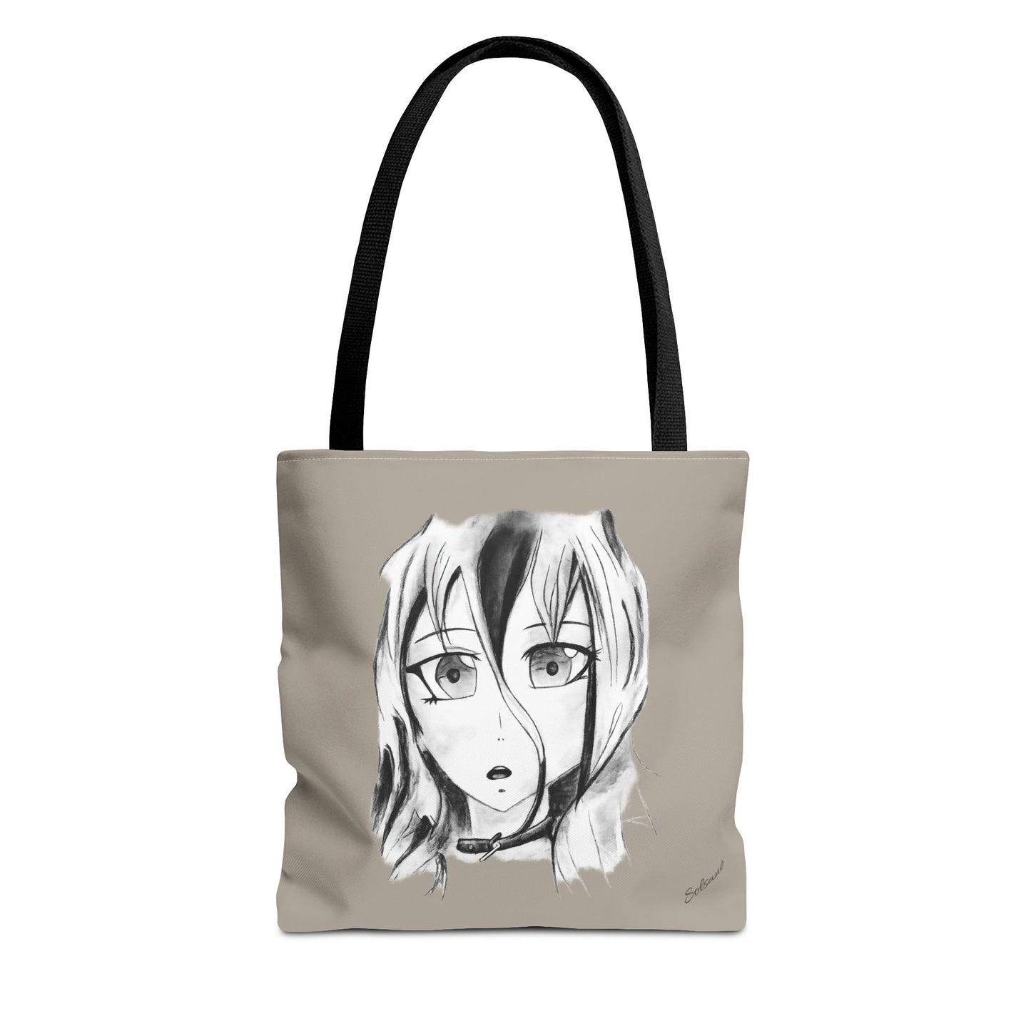Sac en toile à croquis d’anime - Portrait de manga monochrome AOP