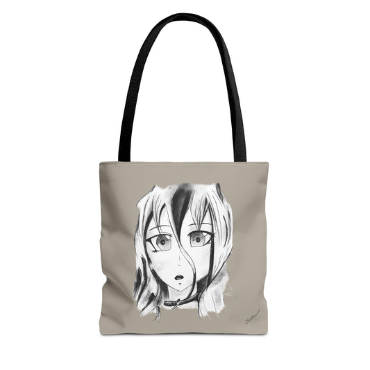 Sac en toile à croquis d’anime - Portrait de manga monochrome AOP