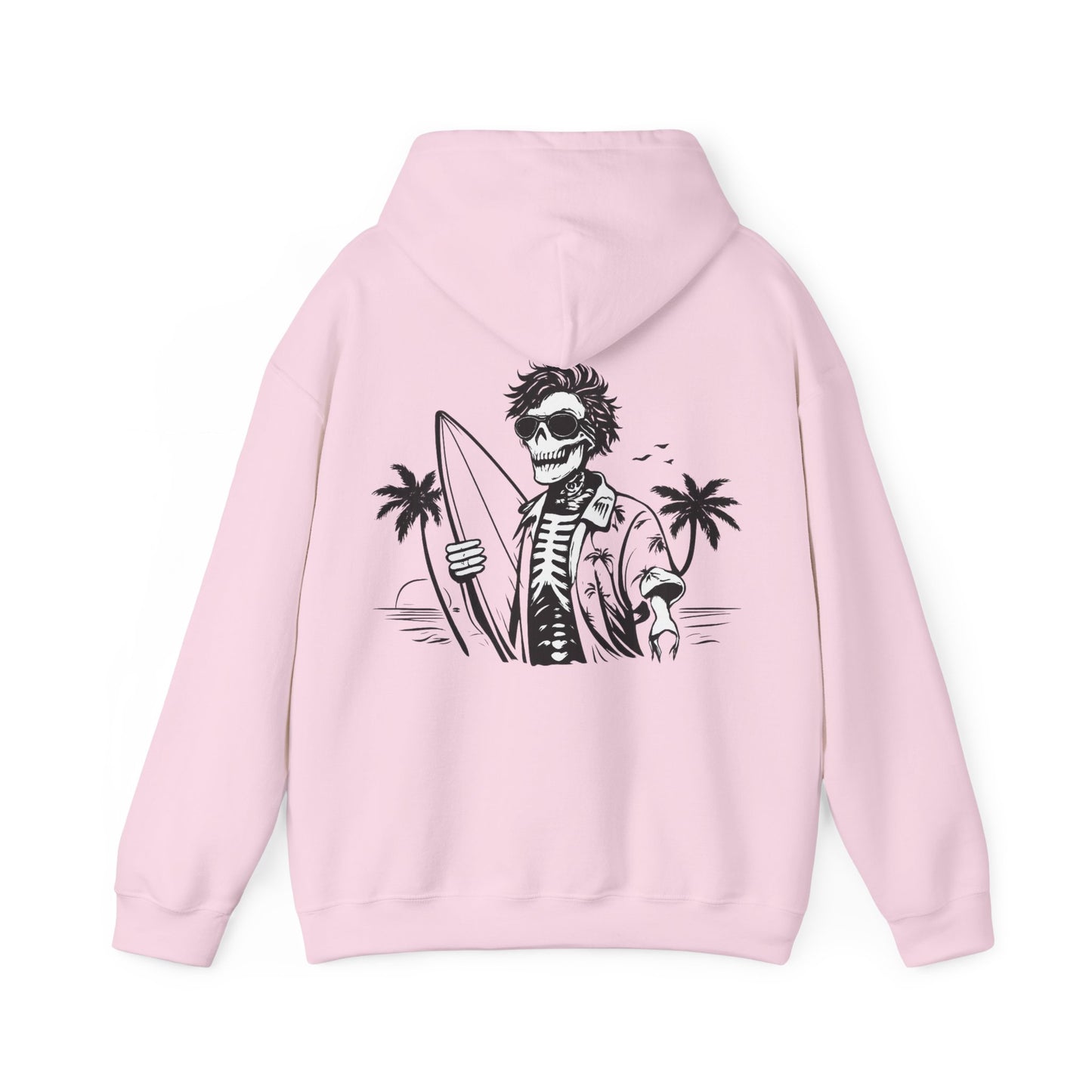 Skeleton Surfer Hoodie — Tropical Skull Surf Graphic Sweatshirt