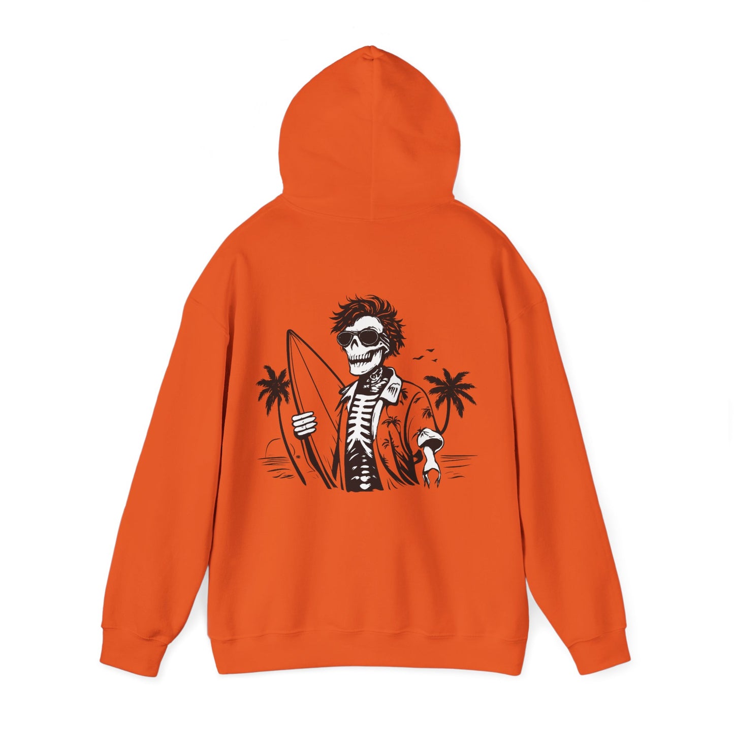 Skeleton Surfer Hoodie — Tropical Skull Surf Graphic Sweatshirt