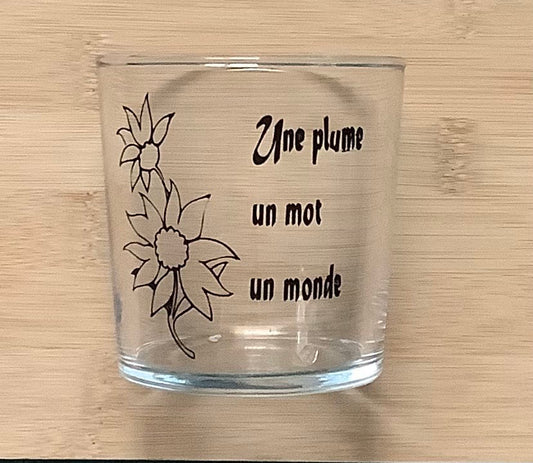 🥃 Vaso poético "Una pluma, una palabra, un mundo"